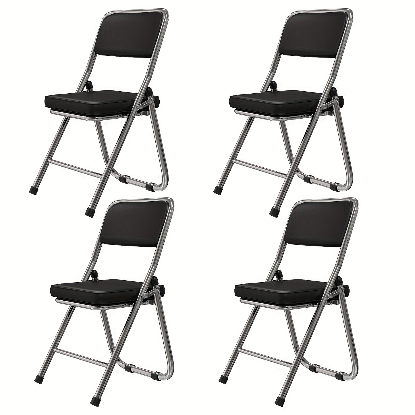 Kantoorkruk – Bureaustoel – Vergaderstoel – Bezoekersstoel – Stapelbare Stoel – 4-pack Bruin – Ergonomisch Ontwerp – Dik Lederen Zitkussen