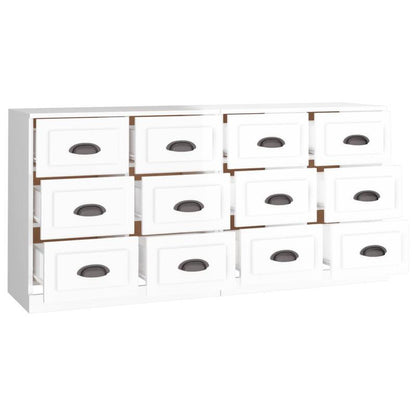 Sideboard – Dressoir – Opbergkast – Kast – Wit Hoogglans – Set Van 2 – Hardhout – Vrijstaand