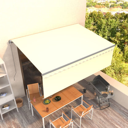 Zonnescherm Uitschuifbaar – Zonwering – Overkapping – Schaduwdoek – Patio Zeil – Aluminium Frame – 4x3 Meter Crème