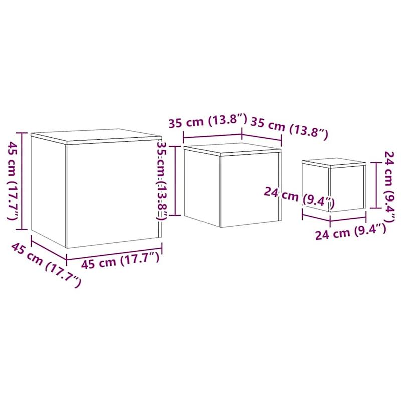 Side tables 3pcs. Smoking oak wood material Practical and sturdy, Bedroom Storage, Small Space Solution, Sleek Furniture, Stylish Decor, Quality Craftsmanship, Durable Material, Multipurpose Tables, Furniture Shoppers, Apartm
