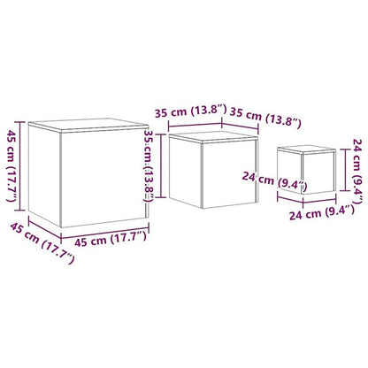 Side tables 3pcs. Smoking oak wood material Practical and sturdy, Bedroom Storage, Small Space Solution, Sleek Furniture, Stylish Decor, Quality Craftsmanship, Durable Material, Multipurpose Tables, Furniture Shoppers, Apartm