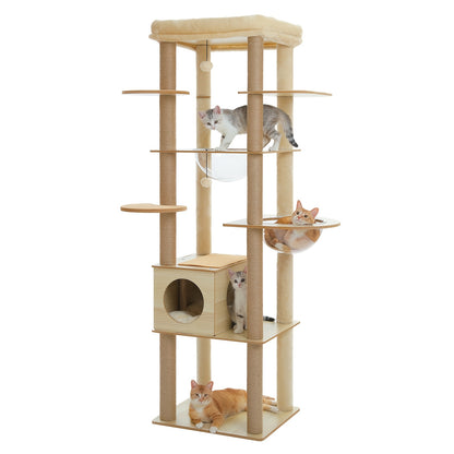 Krabpaal – Kattenboom – Kattenhuis – Kattentoren – Krabmeubel – 180 cm Hoog – Robuuste Houten Constructie