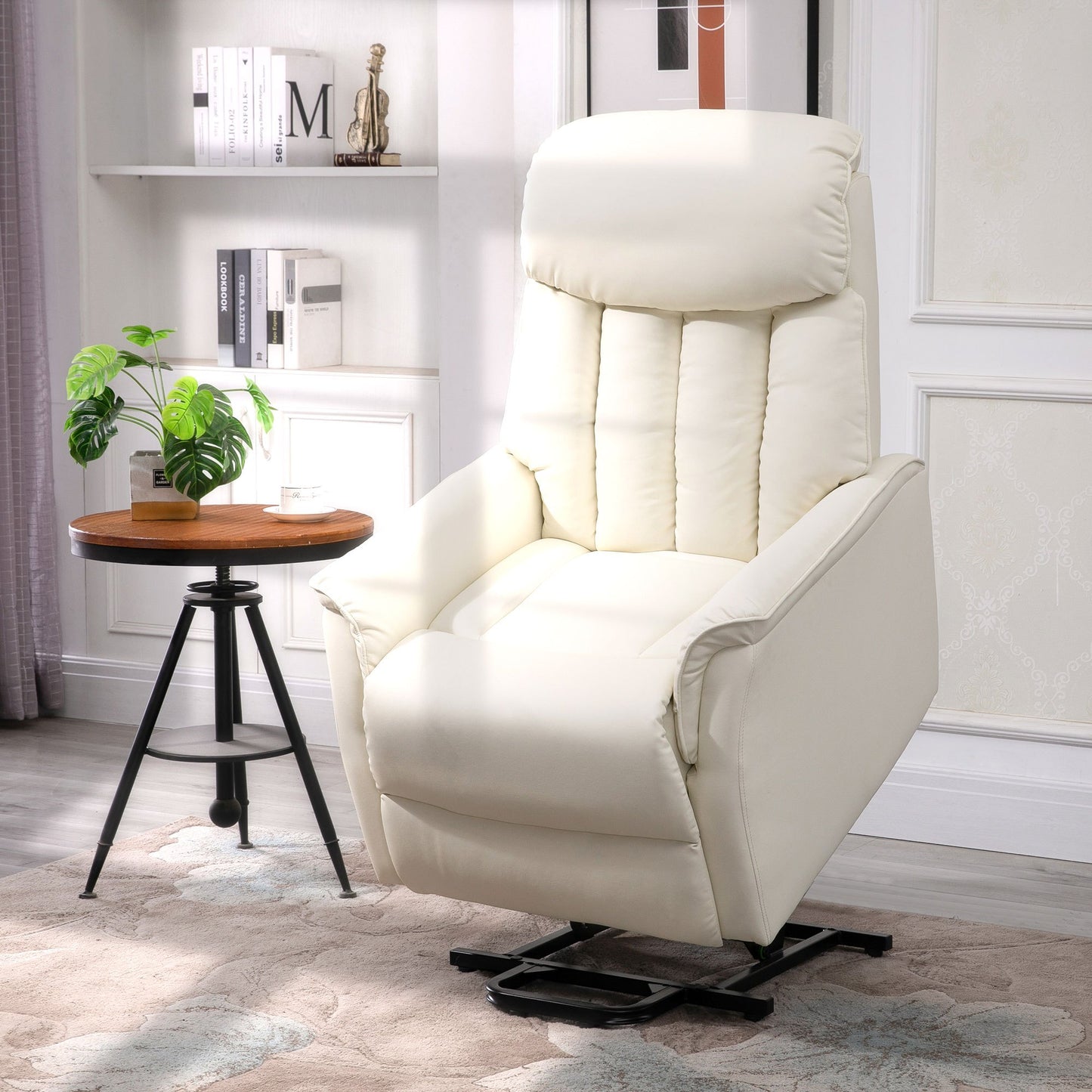 Elektrische Relaxstoel – Verstelbare Fauteuil – Power Lift Stoel – Tv Stoel – Relaxfauteuil – Met Afstandsbediening – Met Voetensteun – Max 150 kg – Crème Polyester