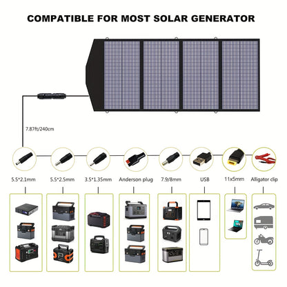 Vouwbaar Zonnepaneel – Opvouwbaar Zonnepaneel – Mobiel Zonnepaneel – Camping Zonnepaneel – 100W 18V – Hoogrendement 22% – Lichtgewicht & Compact