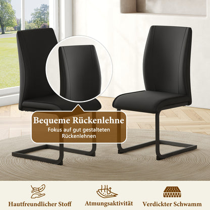Two-piece PU Dining Chair Set: Black Metal Chair Legs, Ergonomic Design, Combining Comfort And Aesthetics.