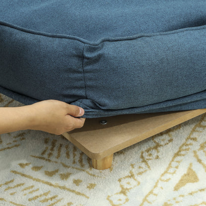 Hondenbank – Honden Sofa – Huisdierbank – Dierenbed – Zachte Ligplek – Donkerblauw Met Wasbaar Kussen – Massief Houten Poten – Extra Comfortabele Zitplek
