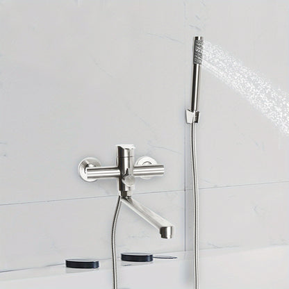 TOOL1SHOOO 22.5cm Brushed Chrome Bath Mixer Faucet - 360° Swivel Wall-Mounted Shower Head with 2 Spout Modes, Modern Design for Home Bathrooms, Hotels, Spas & Gyms, Bathroom Upgrade, Sleek Bathroom Style, Durable Bathroom Fi