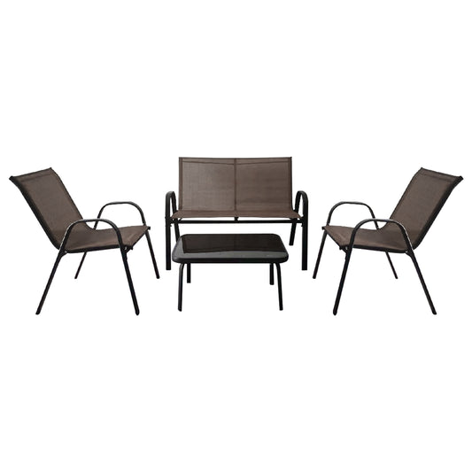 Terrasmeubelset – Tuinset – Lounge Set – Buitenset – Balkonmeubels – Metalen Frame – Geharde Glas Tafelblad