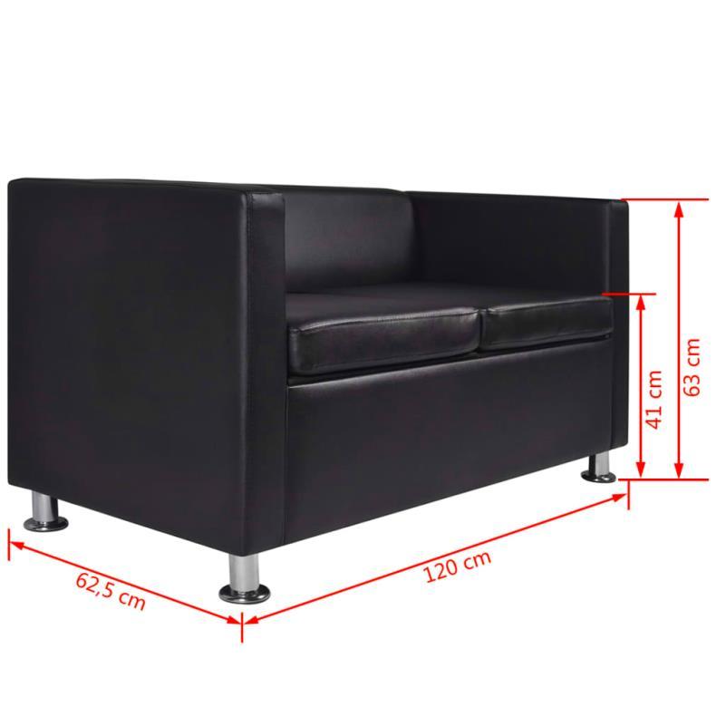 Zwarte Sofa Set – Bankstel – 3-Zits Bank – 2-Zits Bank – Kunstleren Bank – Modern Design – Comfortabele Schuimvulling – Onderhoudsvriendelijk