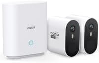 aosu 3K bewakingscamera, wifi, voor buiten, draadloos, 5 MP, set met 2 camera's met AosuBase, zonder maandelijkse kosten, batterijduur tot 240 dagen, 166 graden ultra groothoek, al zichtdetectie