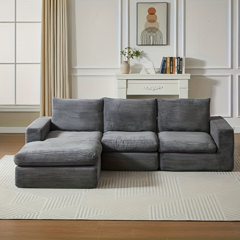 Loungebank – Hoekbank – Zitzakbank – Bankstel – Modulair Sofa – Diep Grijs – Verstelbare Rugleuning – Duurzaam Bamboe Frame