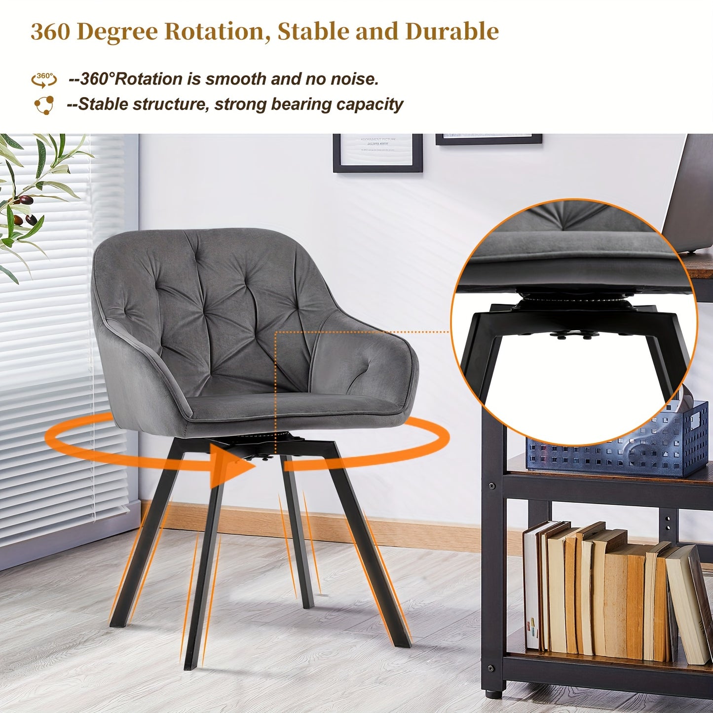 Draaibare Eetkamerstoelen – Keukenstoelen – Stoelen Met Armleuningen – Eetkamerstoelen Set – Woonkamerstoelen – Fluwelen Bekleding – Memory Foam Vulling – Zwart – Carbonstalen Poten – Set Van 2
