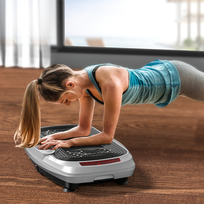 Trilplaat – Vibratieplaat – Fitnessplaat – Powerplate – Trainingsapparaat – 120 Instelbare Intensiteitsniveaus – Krachtige 300W Motor – Inclusief Weerstandsbanden – Zilverkleurig