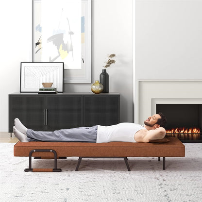 4-in-1 Slaapbank – Slaapstoel – Loungestoel – Opvouwbare Bank – Eénpersoonsbed – 6-voudig Verstelbare Rugleuning – Comfortabel Linnen Met Katoenen Vulling – Coffee Gray