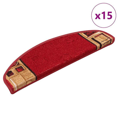 Trapmatten – Trapbekleding – Traplopers – Antislip Treden – Trapvloer Bedekking – Rood – Zelfklevend – 65x21 cm – Duurzaam Polyamide – Veiligheidsantislip