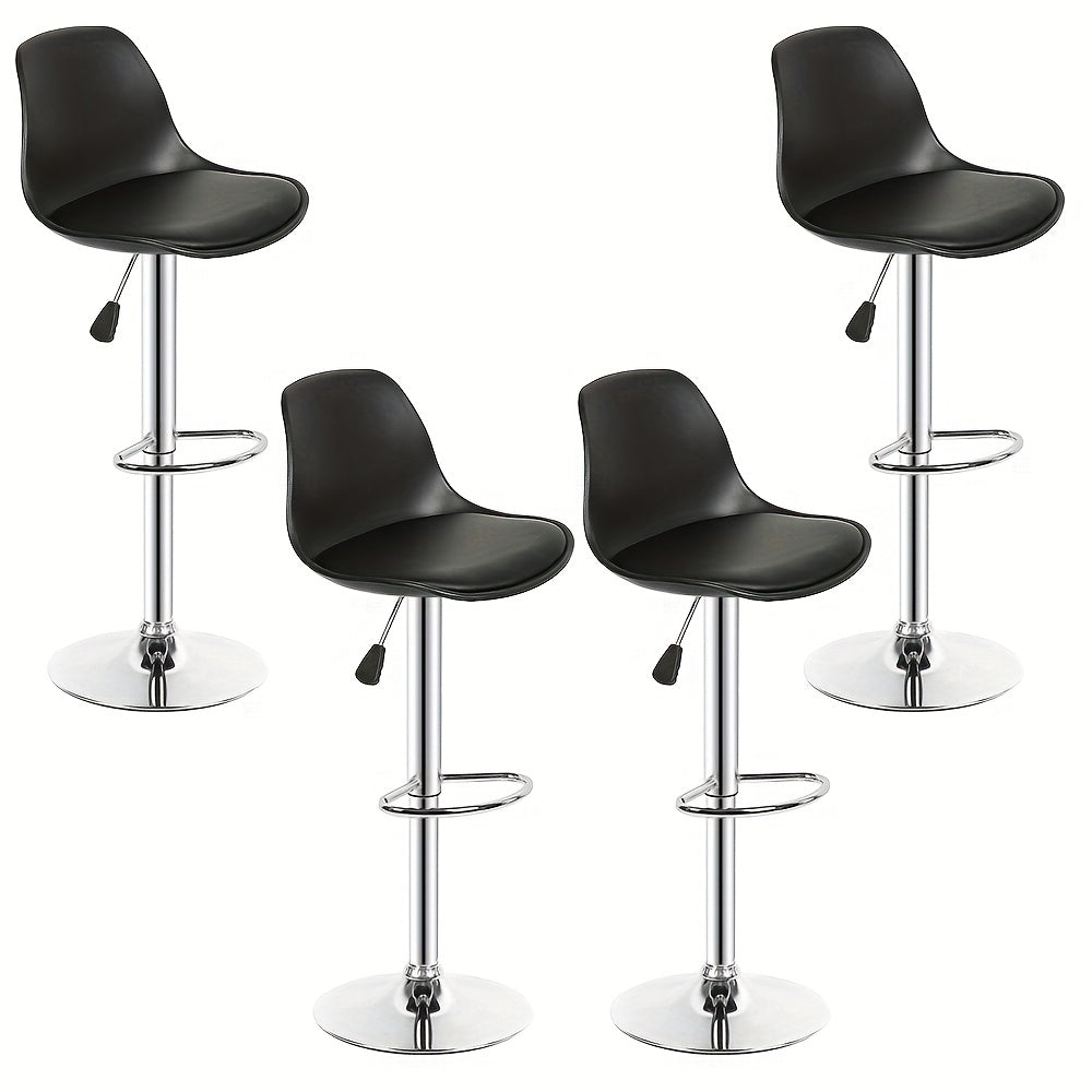 Barkrukken – Barstoelen – Krukken – Keukenstoelen – Barkruk Set Zwart – Instelbare Zithoogte 55-75 cm – 360° Draaibaar – PU Geluidsleunig – Stevige Metalen Onderstel