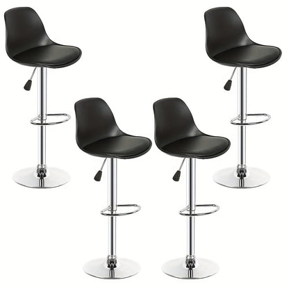 Barkrukken – Barstoelen – Krukken – Keukenstoelen – Barkruk Set Zwart – Instelbare Zithoogte 55-75 cm – 360° Draaibaar – PU Geluidsleunig – Stevige Metalen Onderstel