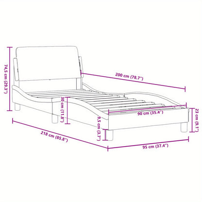 Bed frame with headboard black 90x200 cm faux leather with Slat Support Platform Bed Frame Suitable for Mattress Size 90 x 200 cm (without mattress) for Bedroom