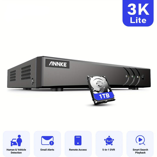 3K Lite DVR – Beveiligingsrecorder – Video-opnamesysteem – Digitale Videorecorder – Veiligheidsopslag – 1TB Opslagcapaciteit – Hardwired Voeding – 110V-240V Compatibel
