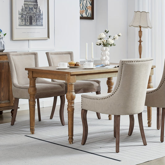 Eetkamerstoel – Stoel – Kuipstoel – Armstoel – Dining Chair – Set Van 2 – Beige – Gouden Metalen Poten – Dikke Gevulde Zitting Met Brede Rugleuning