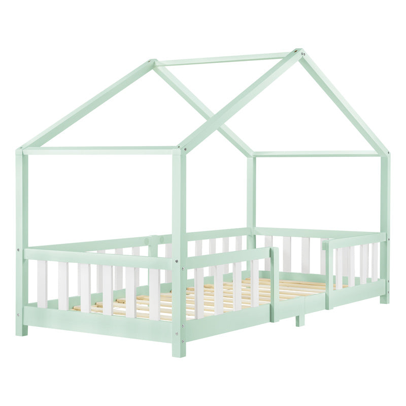 Kinderbed – Kinderbedden – Bed – Eenpersoonsbed – Meisjesbed – Huisjesdesign – Valbeveiliging – 120x200 cm Grenenhout