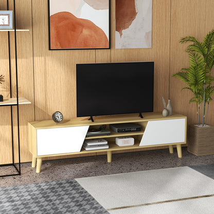 TV Meubel – Tv Kast – Tv Dressoir – Tv Stand – Tv Bank – Scandinavisch Design – Kabelmanagement – Geschikt Tot 65 Inch – Hout Wit Look – 150x30x42 cm