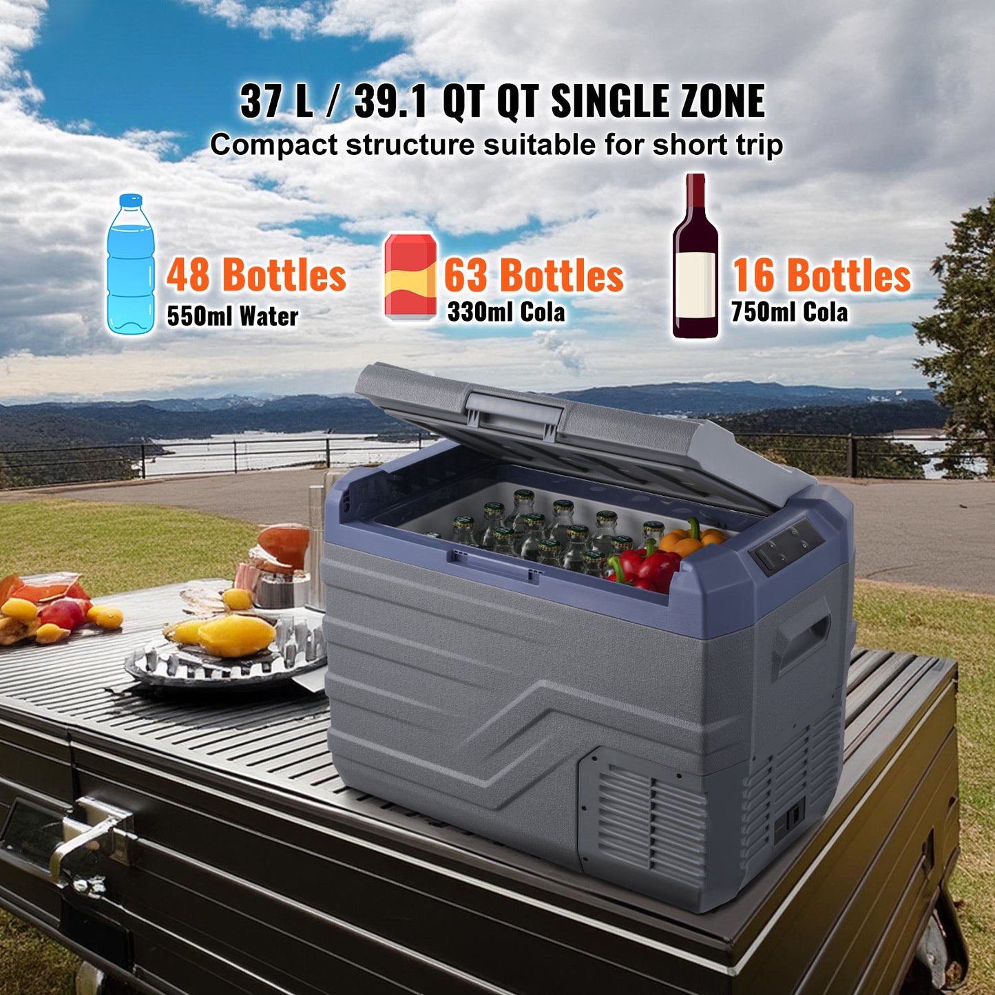 Mobiele Koelkast – Draagbare Koelbox – Compressor Koelkast – Auto Koelkast – 37 Liter Inhoud – Bluetooth Bediening