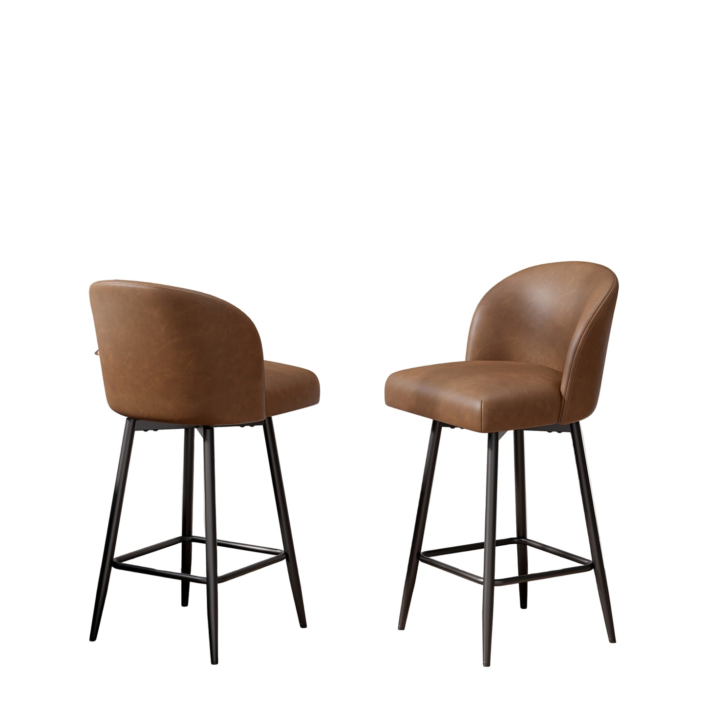 Barstoel – Barkruk – Barstoel Kruk – Barkrukken – Barstoelen – Set van 2 – Hoogte 66 cm – 360° Draaibaar – Kunstleren Bekleding – Metalen Frame