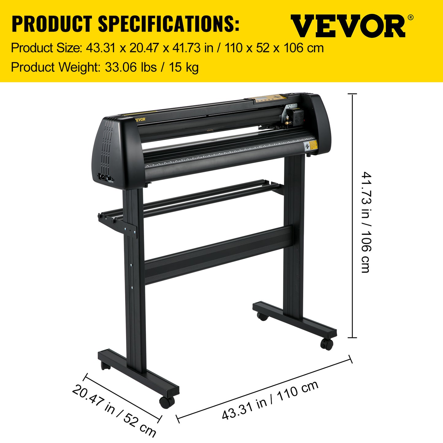 VEVOR Vinyl Cutter Machine, 34 Inch Paper Feed Cutting Plotter Bundle, Adjustable Force & Speed Vinyl Printer, LCD Display Windows Compatible Sign Making kit with Signmaster Software, Supplies, 3 Blad