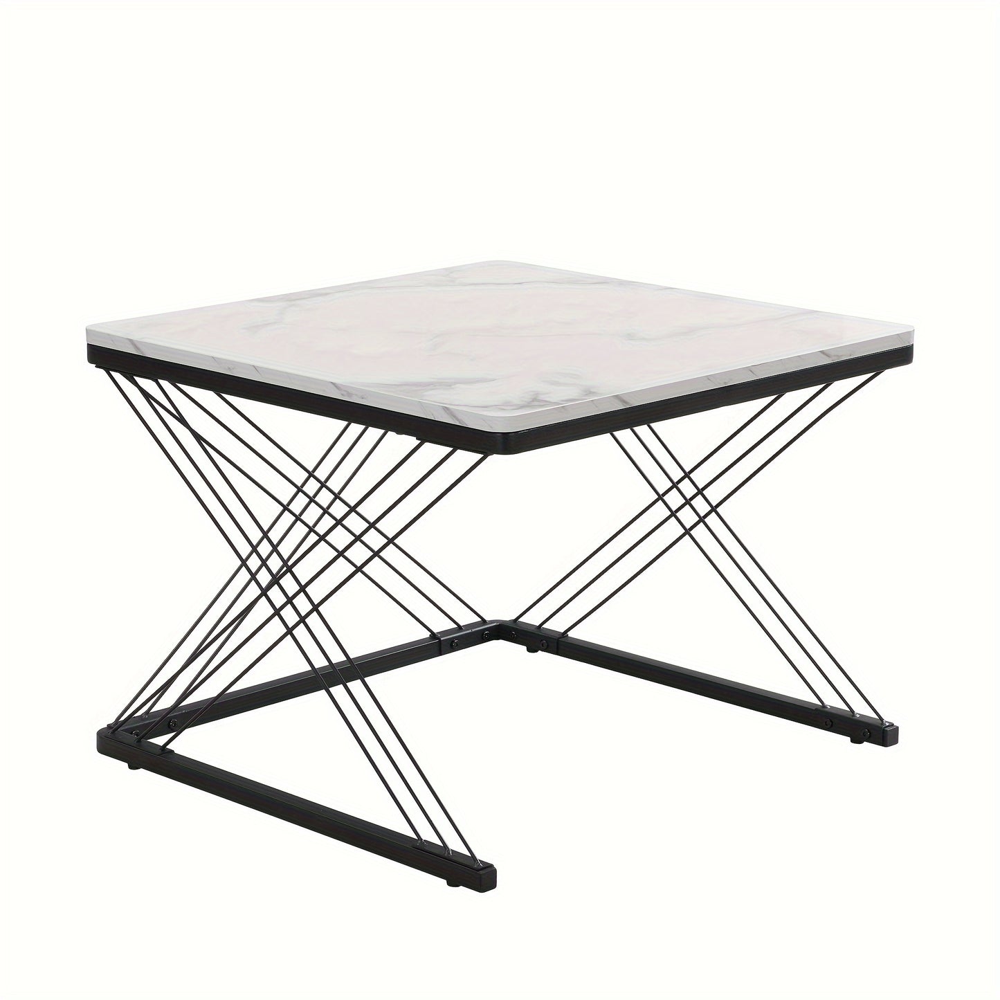 2pcs Modern Marble Coffee Table Set - Heavy-Duty Marble Look Square Tables with Height-Adjustable Legs & Assembly, Marble- Combination Table Suitable for, Office, Dorm - Space-Saving