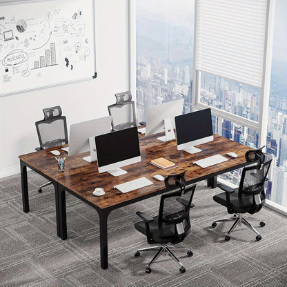Vergadertafel – Bureautafel – Kantoortafel – Seminarietafel – Werktafel – Rustiek Bruin – 200x70 cm Groot Tafelblad – Stevige Metalen Poot