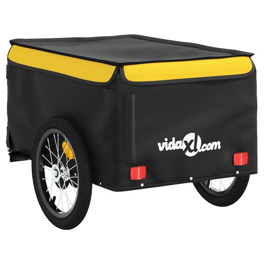 Black and Yellow Bike Trailer - Durable Iron Construction with Anti-Tip Base, 45 kg Load Capacity - Optimal Stability for Heavy Loads | Work/Camping/Heavy Luggage Equipment