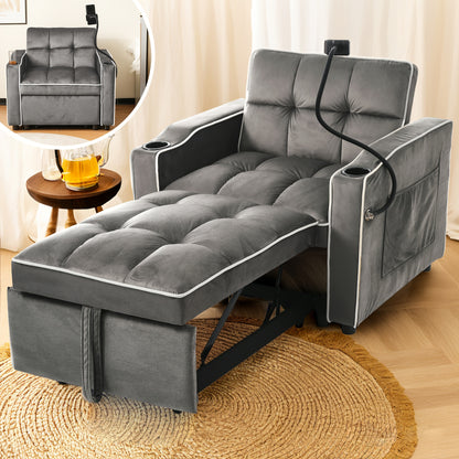 Stoelbed – Sofa Bed – Slaapstoel – Fauteuil – Ligstoel – Multifunctioneel 3-in-1 Design – Compact 83x167x76 cm – Stijlvolle Velvet Bekleding