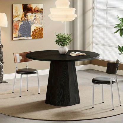 Eettafel – Ronde Tafel – Keukentafel – Dinnertafel – Tafel – Massief Houten Poten – Krasbestendig Gefineerd Spaanplaat – Compact 118 cm – Modern Farmhouse Design