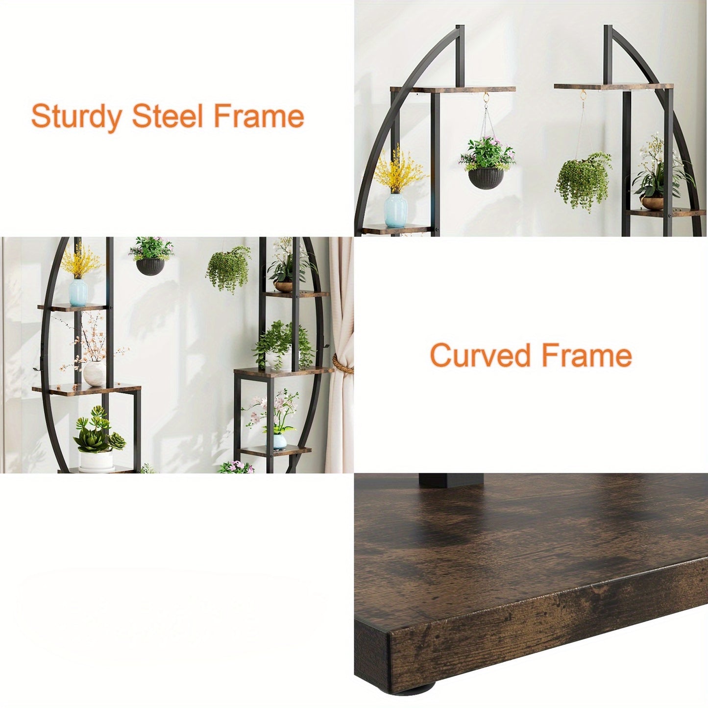 Plantenrek – Etagerek – Bloemplanken – Opbergrek – Stellingkast – 6-laags Metalen Rek – Stevig Met Brede Basis – Gemakkelijke Montage Zonder Gereedschap – Ruimtebesparend Design 160x50x30 cm
