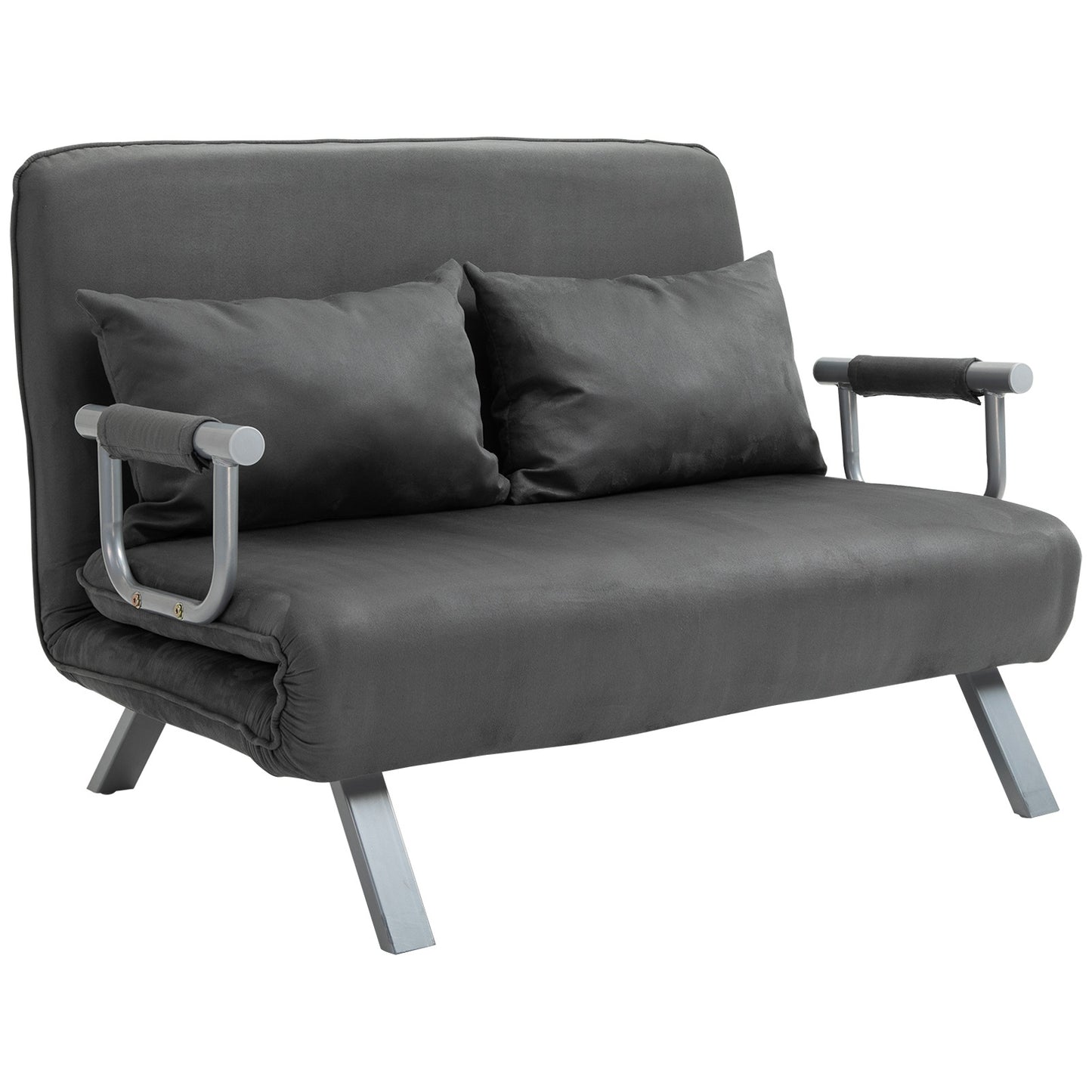 2-Zits Slaapfauteuil – Slaapbank – Bedfauteuil – Loungestoel – Gastensofa – Multifunctioneel 3-in-1 Design – Compact 65x69x80 cm – Micro-suède Grijs