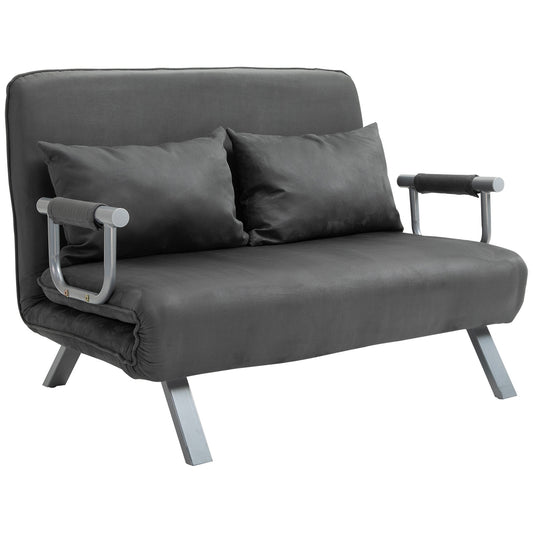 2-Zits Slaapfauteuil – Slaapbank – Bedfauteuil – Loungestoel – Gastensofa – Multifunctioneel 3-in-1 Design – Compact 65x69x80 cm – Micro-suède Grijs