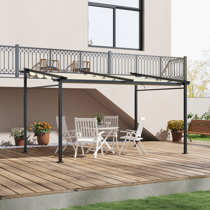 Pergola – Tuinoverkapping – Zonnescherm – Buitenluifel – Buitenkamer – Uitschuifbaar Dak – Metaal Epoxy Frame – 4x3 Meter Beige