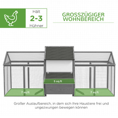 Kippenhok – Pluimvee Verblijf – Hennenhok – Buitenren – Nestkast – Dubbele Ren – Weerbestendig Grenenhout – Asfaltdak Grijs