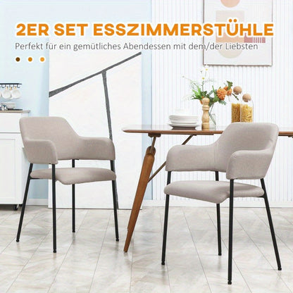 Eetkamerstoelen – Keukenstoelen – Dining Stoelen – Stoelen Met Rugleuning – Gepolsterde Stoelen – Metalen Poot – Comfortabel Zitvlak – 54x54x84 cm – Beige Modern Design