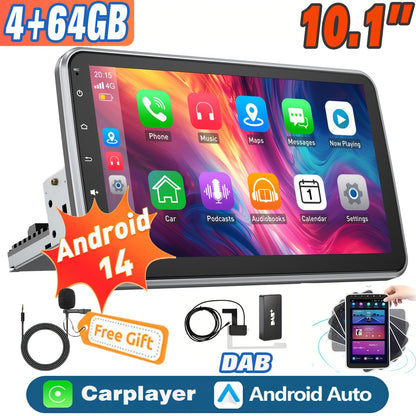 Autoradio – Car Stereo – Multimedia Speler – Android Auto – DAB Radio – 10,1 Inch Draaischerm – Android 14.0 – GPS Navigatie
