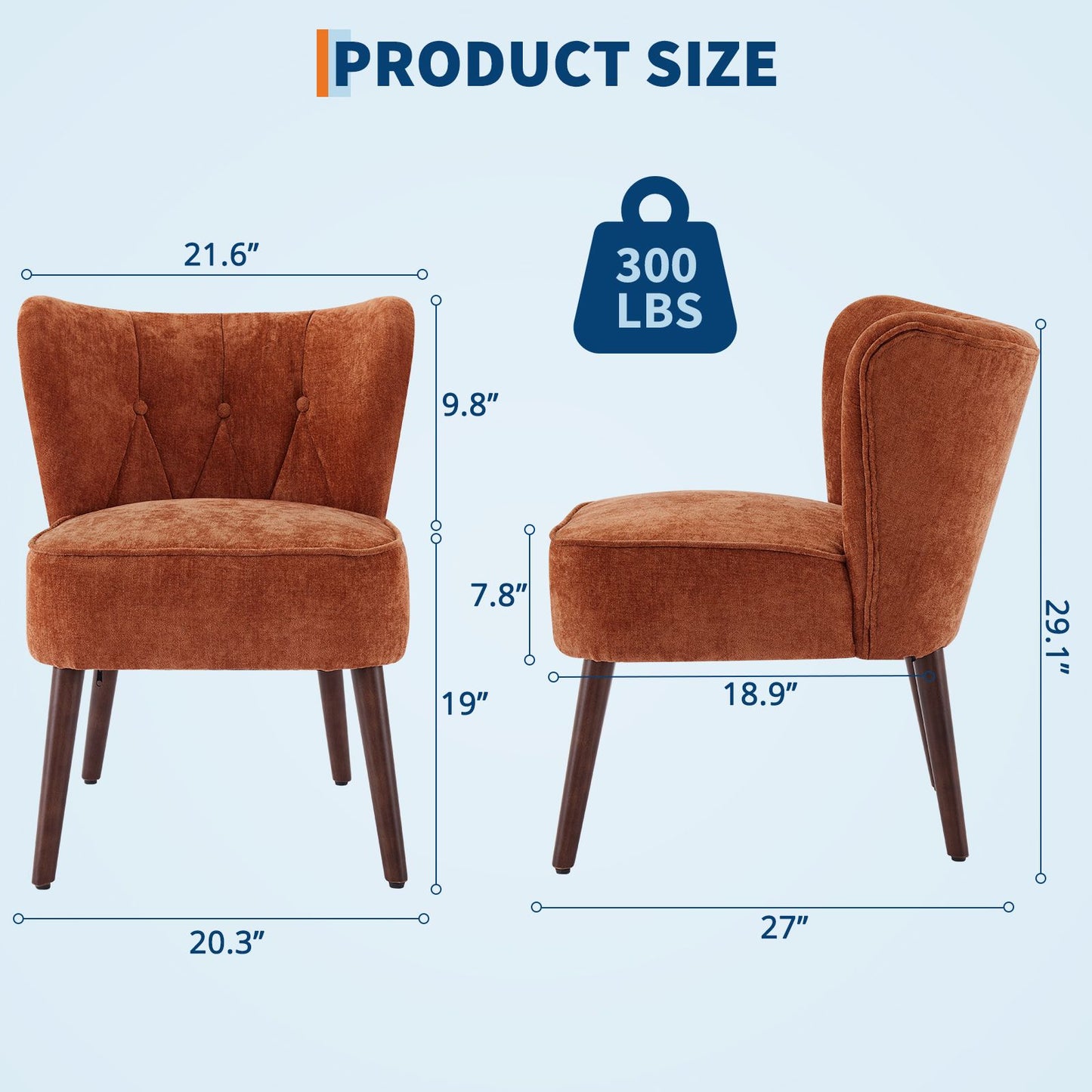 Brown Velvet Accent Chair in Mid-Century Modern Style, Featuring a Wingback Design, Button-Tufted Upholstery, Plush Thick Cushion, And Durable Wooden Legs, Ideal for Your Living Room, Bedroom, Guest Room, Or Home Office.