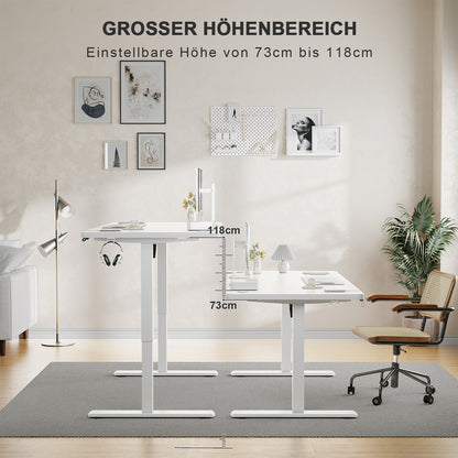 Ergonomisch Zit-Sta Bureau – Verstelbaar Bureau – Sta Bureau – Thuiswerk Bureau – Gaming Bureau – 140 cm – Roestvrij Stalen Frame – Handmatig Verstelbaar Zonder Stroom