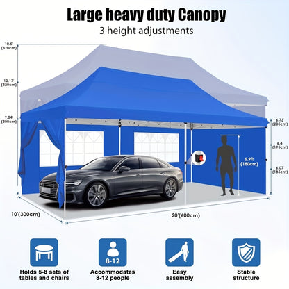 Feesttent – Partytent – Paviljoen – Schaduwtent – Tuintent – Pop-up Tent 3,05x6,1 m – Waterdicht & Verstelbare Hoogte