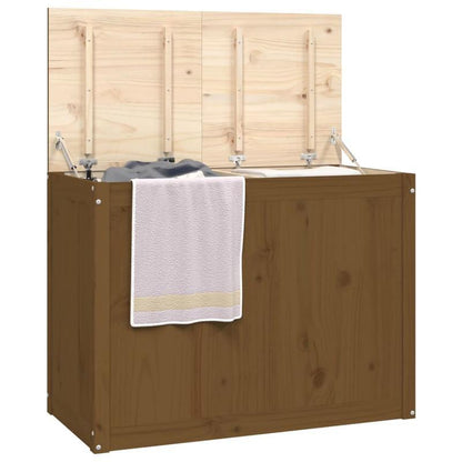 Houten kist – Opbergkist – Opbergbox – Houten krat – Bergruimte – Massief dennenhout – Honingbruin – 88,5 x 44 x 66 cm – Stevige constructie – Handgemaakt rustiek design