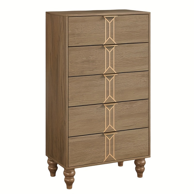 Ladeblok – Ladenkast – Opbergkast – Ladekast – Kantoorlade – 5 Lades – Gouden Handgrepen – Hout Kunststof – 68,5 cm Hoog – Ruime Opbergruimte 3,2+ Kubieke Voet