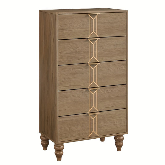Ladeblok – Ladenkast – Opbergkast – Ladekast – Kantoorlade – 5 Lades – Gouden Handgrepen – Hout Kunststof – 68,5 cm Hoog – Ruime Opbergruimte 3,2+ Kubieke Voet