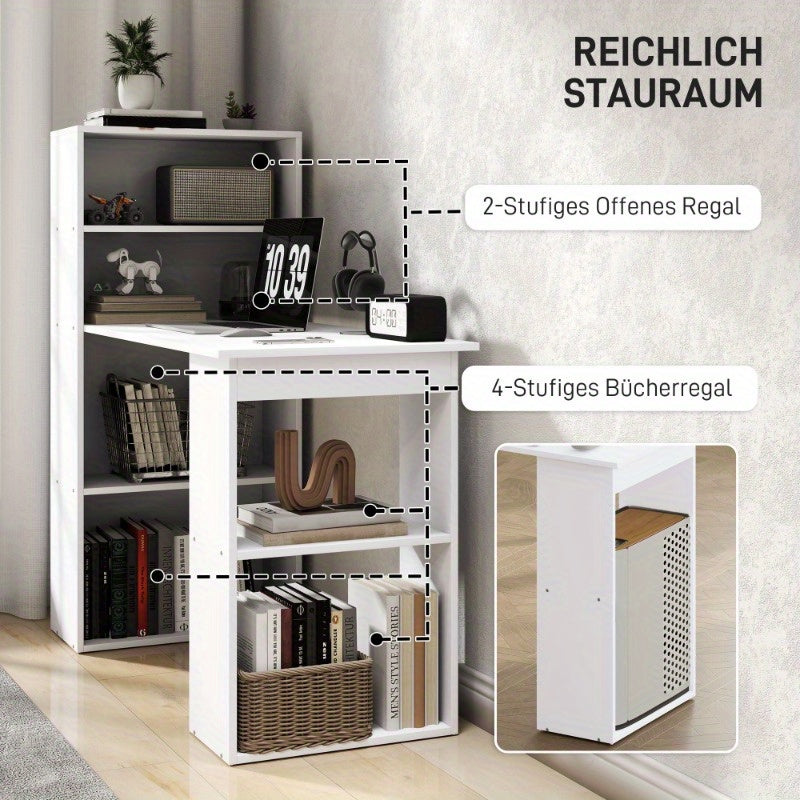 Bureau – Computertafel – Schrijftafel – Laptoptafel – Kantoorbureau – Wit – Compact 120x55 cm – Stevig Metaal & Hout