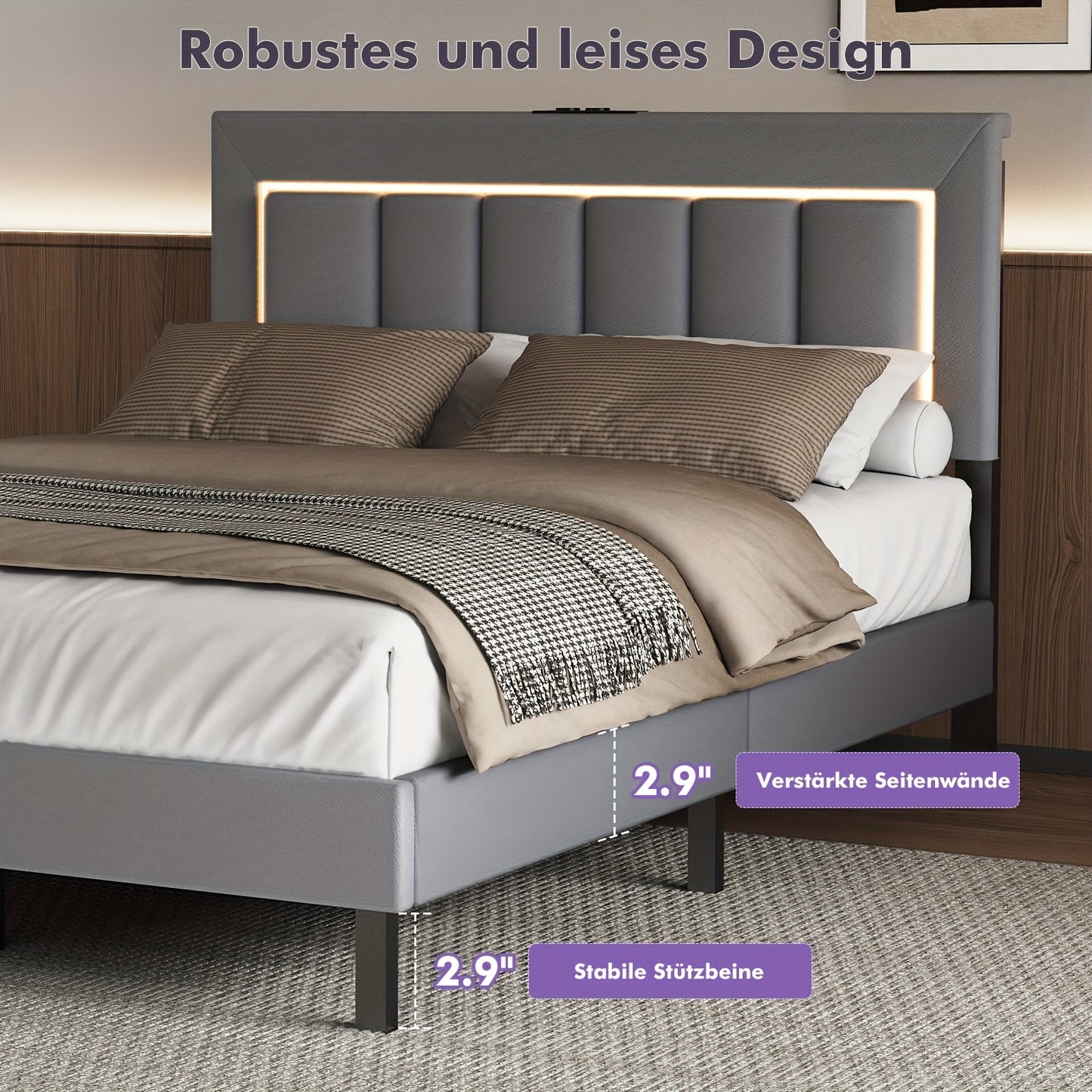 Gestoffeerd Bed C086 – 140x200 cm – Zacht Gewatteerd voor Comfort en Stijl