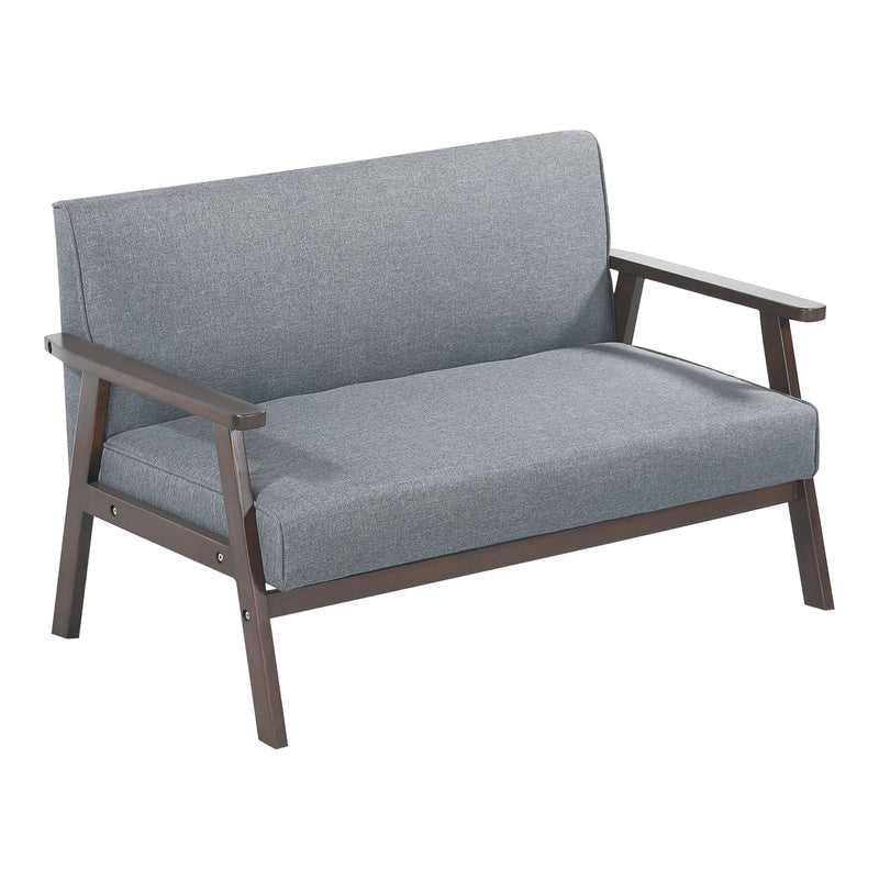 Bankstel – 2-Zitsbank – Zitbank – Bankje – Sofa – Grijs – Houten Frame – 121x69x75 cm – Comfortabel & Stevig